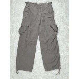 TNA Aritzia Supply Khaki Cotton Cargo Pants Wide Leg Womens‎ Size 6
